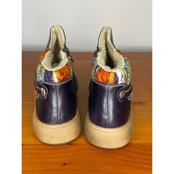 Josef Seibel Maren 07 Blue Leather Ankle Boots With Sherpa Lining & Multi-Color - Picture 3 of 9